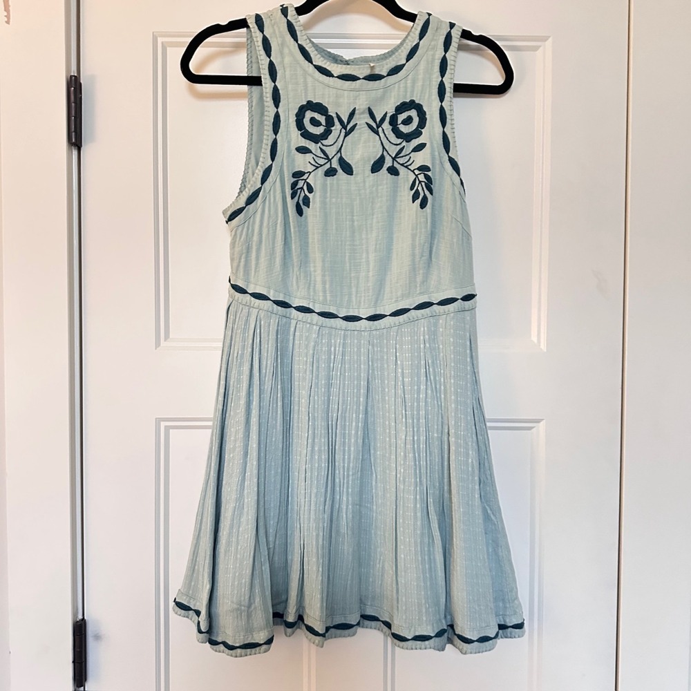 Free‎ People Dress Womens 6 Birds of a Feather Mini Ebroidered Boho Dress Tank